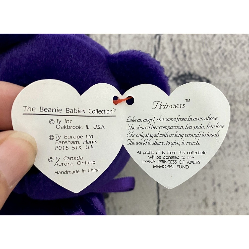 RARE New 1997 TY Princess Diana Beanie Baby, China, P.E. No Space Acrylic Box - Picture 12 of 13